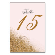 Blush Gold Glitter Sparkle Elegant Wedding Table Number