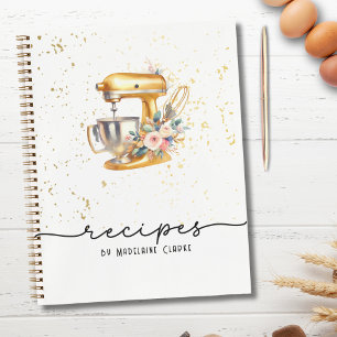 Blush & Gold Glittery Bakery Baking Utensils  Notebook