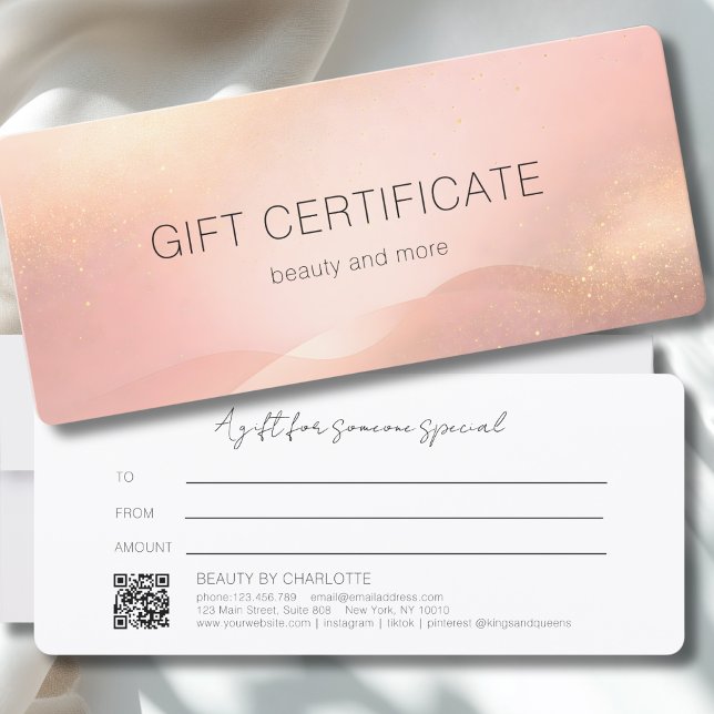 Blush Gold Glow Gradient QR Code Gift Certificate (Blush Gold Glow Gradient QR Code Gift Certificate)