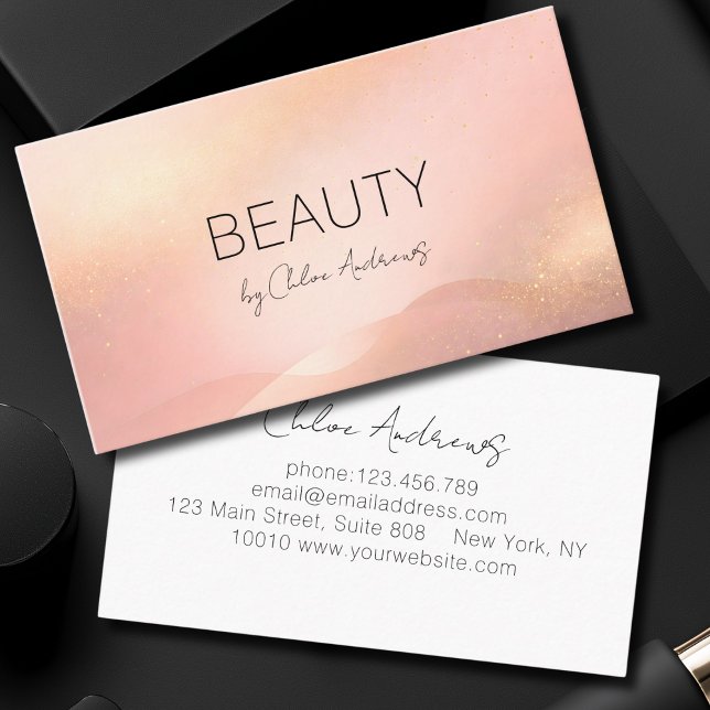 Blush Gold Glow Gradient Salon  Business Card (Blush Gold Glow Gradient Salon Business Card)