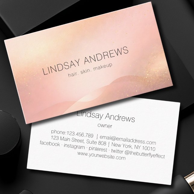 Blush Gold Glow Gradient Salon  Business Card (Blush Gold Glow Gradient Salon Business Card
)
