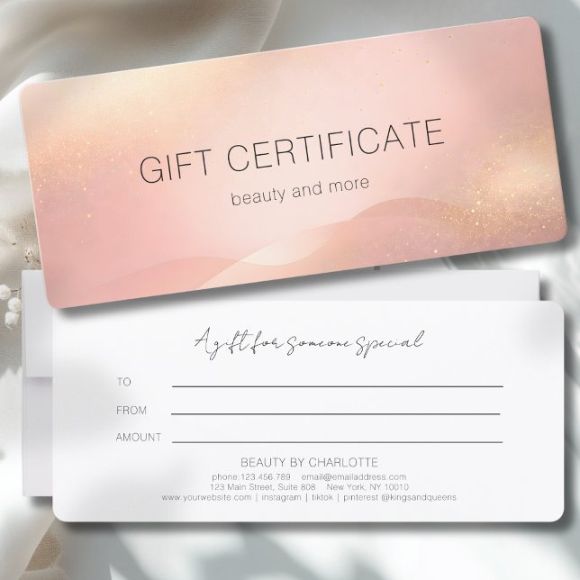 Blush Gold Glow Gradient Salon Gift Certificate (Blush Gold Glow Gradient Salon Gift Certificate)