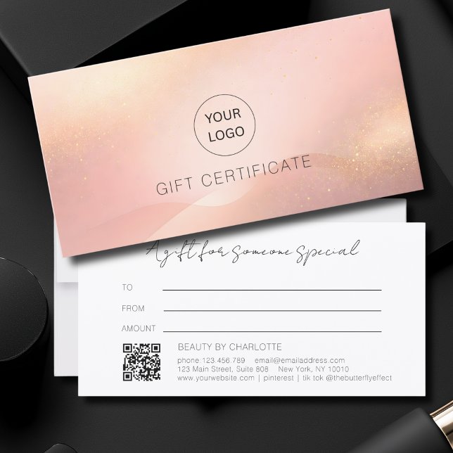 Blush Gold Glow Logo QR Code Gift Certificate (Blush Gold Glow Logo QR Code Gift Certificate)