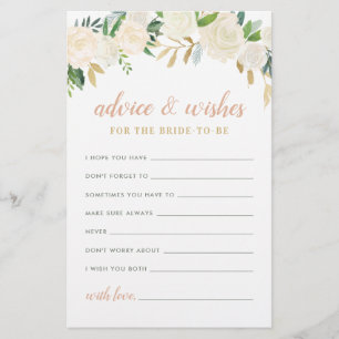 Blush Gold Green Floral Bride Advice and Wishes