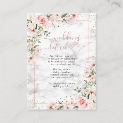 Blush Gold Greenery Dusty Pink Floral Details Enclosure Card