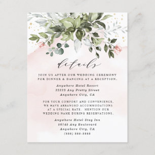 Blush Gold Greenery Succulent Dusty Blue Wedding Enclosure Card