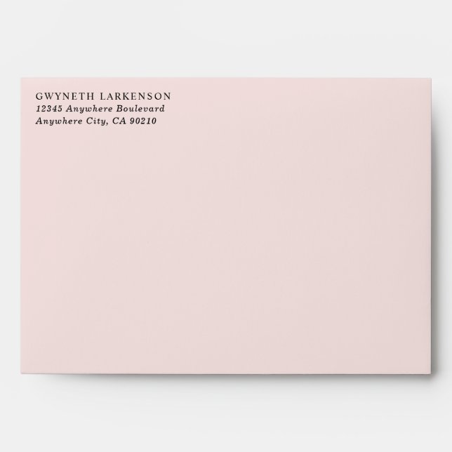Blush Gold Greenery Succulent Dusty Blue Wedding Envelope (Front)