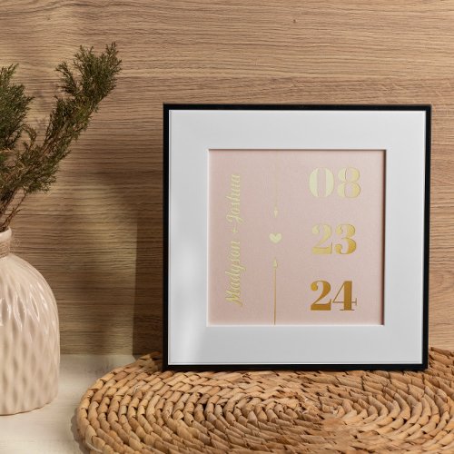 Blush Gold Heart Arrows Names Anniversary Date Foil Prints