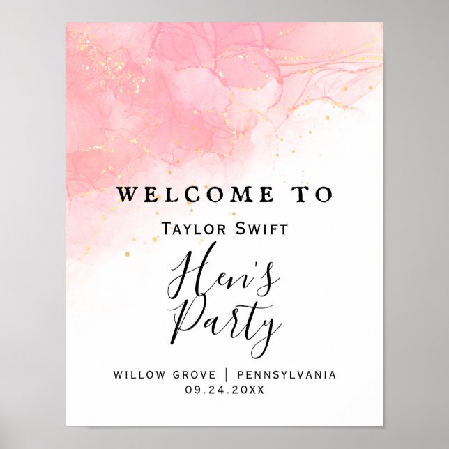 Blush & Gold Hen’s Party Welcome Poster (Front)
