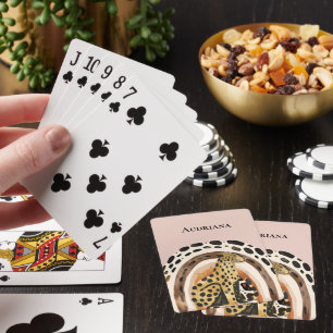 Blush Gold Leopard Poker Cards