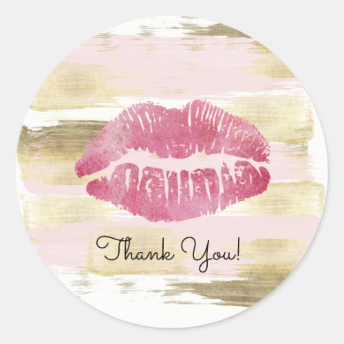 Blush  Gold Lip Thank You Sticker