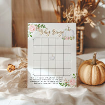 Blush gold Little pumpkin floral baby bingo game