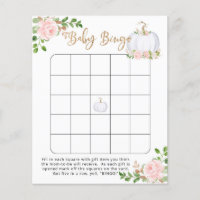 Blush gold Little pumpkin floral baby bingo game