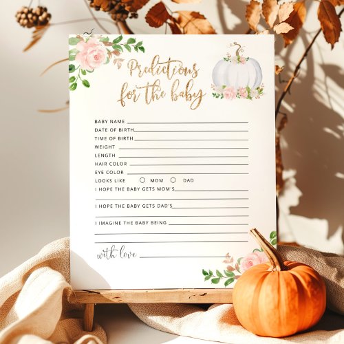 Blush gold Little pumpkin floral baby predictions 