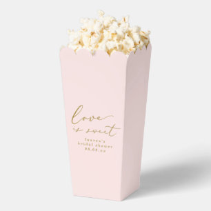 Blush & Gold Love is Sweet Bridal Shower Popcorn Favor Boxes