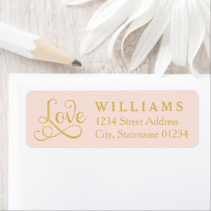Blush Gold Love Script Wedding Address Label