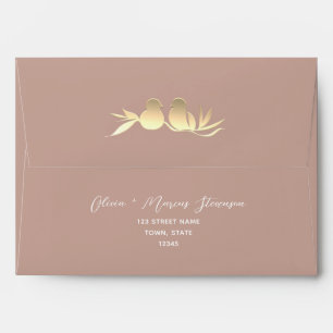 Blush Gold Lovebirds Wedding Envelope