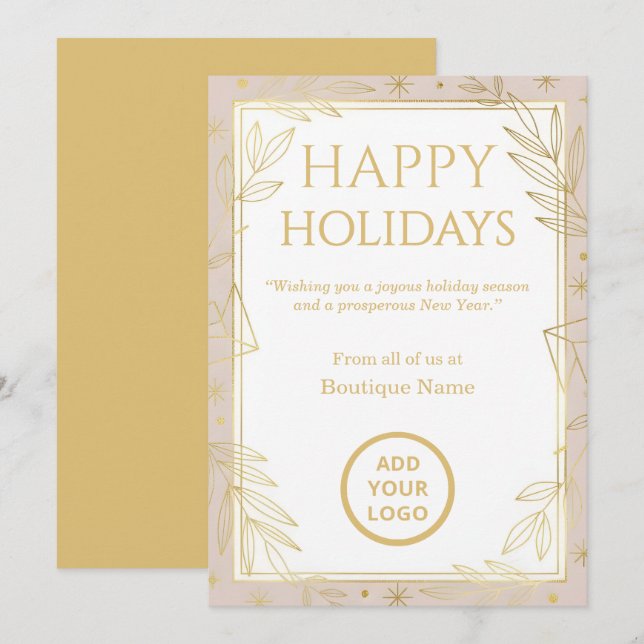 Blush Gold Minimalist Boutique Holiday Card (Front/Back)