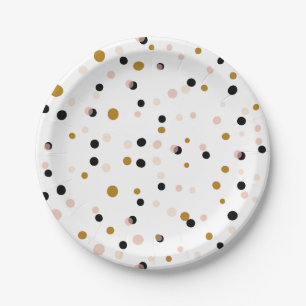 Blush & Gold Modern Confetti Pattern Paper Plate