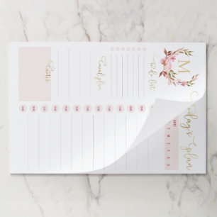 Blush & Gold Monogram Daily Planner To Do List   Paper Pad