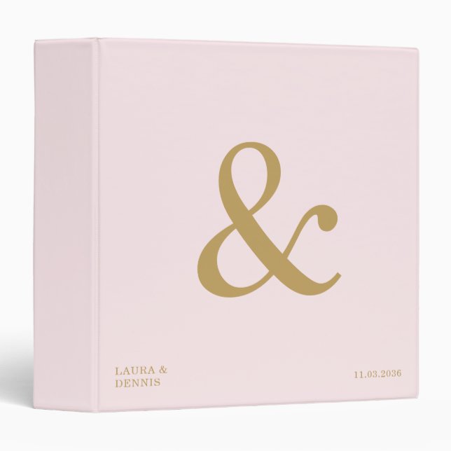 Blush Gold Monogram Personalized Wedding Album 3 Ring Binder (Front/Spine)