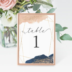 Blush, Gold & Navy Wedding Table Number