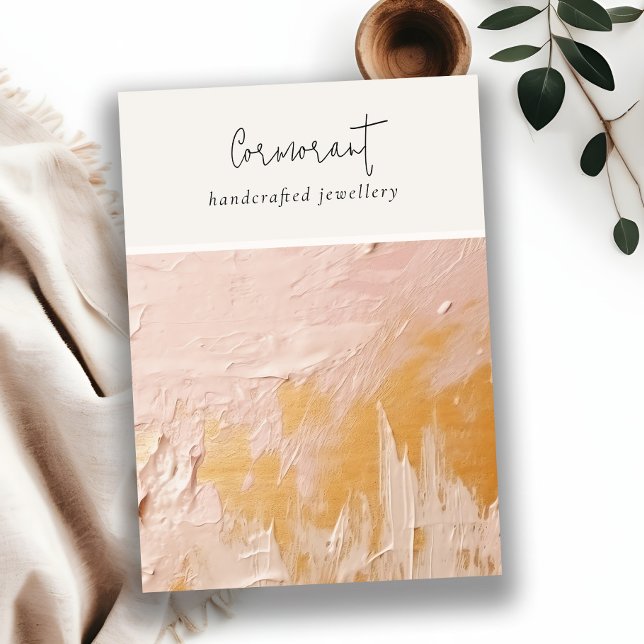 Blush Gold Oil Paint Texture Blank Jewelry Display Business Card (Creator Uploaded)