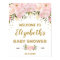 Blush Gold Peonies Chic Baby Shower Welcome
