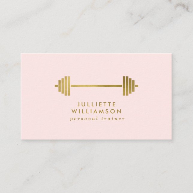 Blush & Gold Personal Trainer Social Media Business Card (Front)