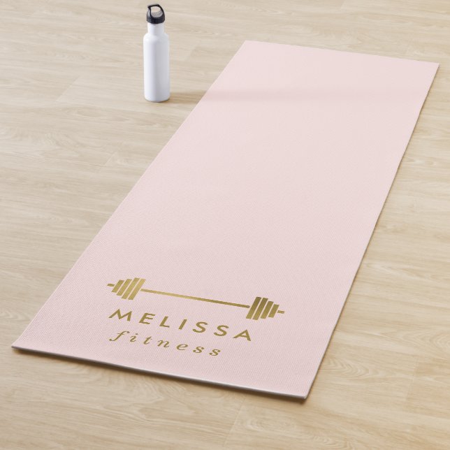 Blush & Gold Personalized Fitness Brand Yoga Mat (In Situ)