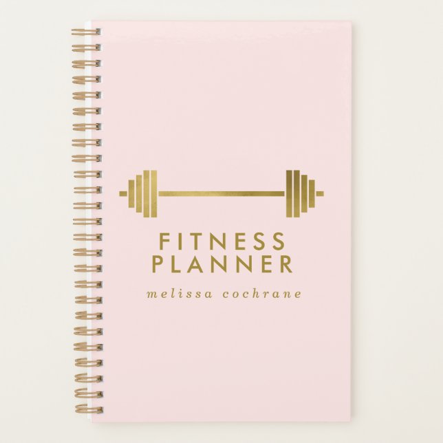 Blush & Gold Personalized Fitness Planner (Front)