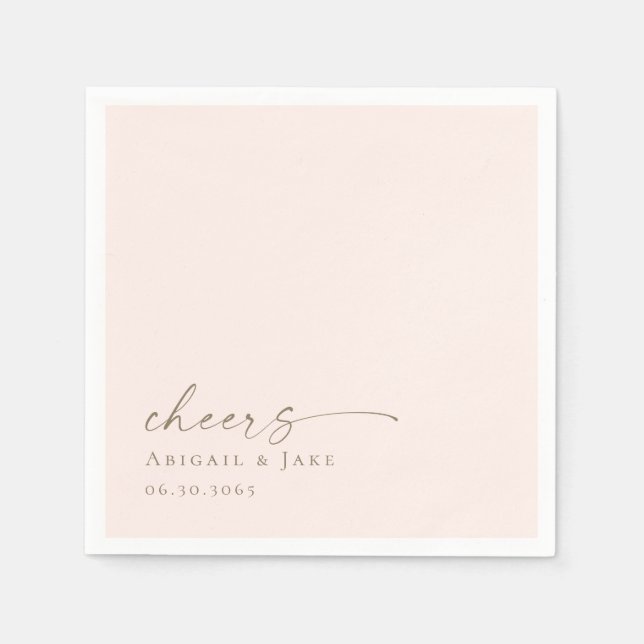 Blush & Gold Personalized Wedding Napkins  (Front)