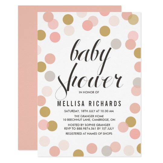 Blush Gold Polka Dots Baby Shower Invitation Zazzle