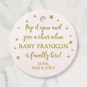 Blush & Gold Pop It Open Mini Champagne Favor Tags
