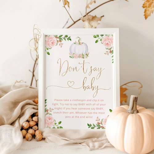 Blush gold pumpkin Dont say baby game Poster