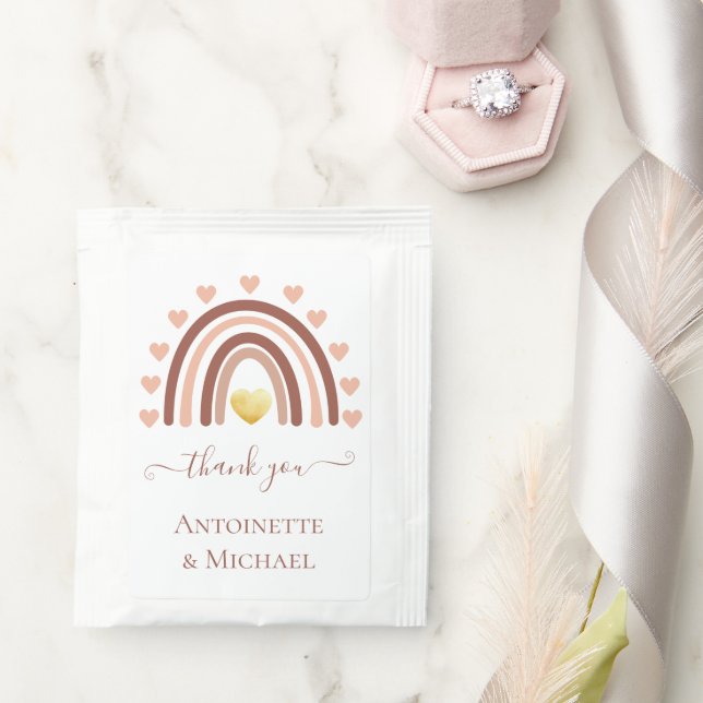 Blush Gold Rainbow Baby Shower Thank you Tea Bag Drink Mix (Wedding)