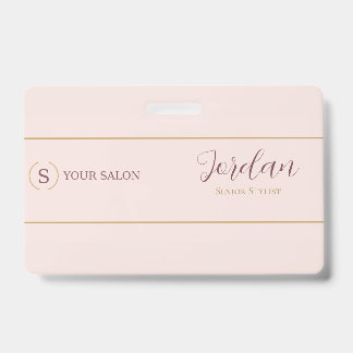 Blush Gold Salon Stylist Logo Employee ID Badge