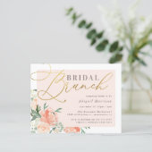 Blush & Gold Script Floral Bridal Brunch Invitation Postcard (Standing Front)