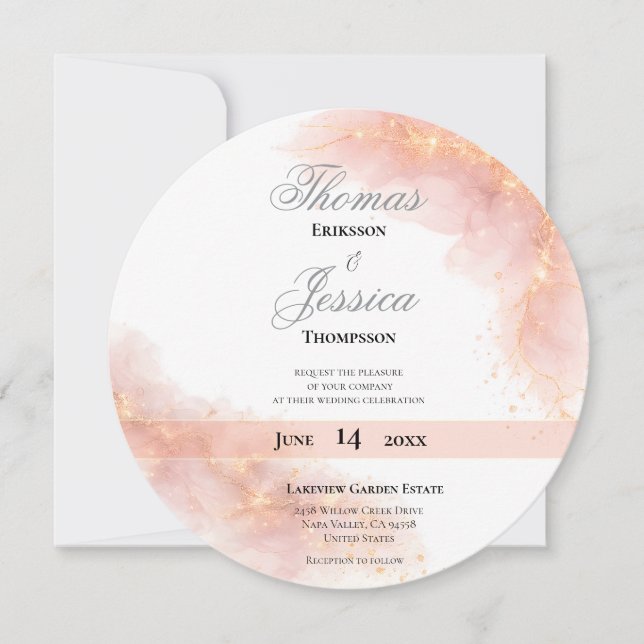 Blush Gold Sparkle Romantic Wedding Elegance Invitation (Front)