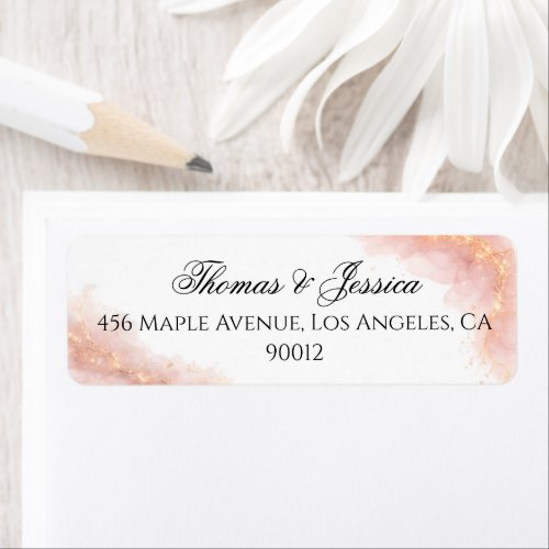 Blush Gold Sparkle Romantic Wedding Elegance Label