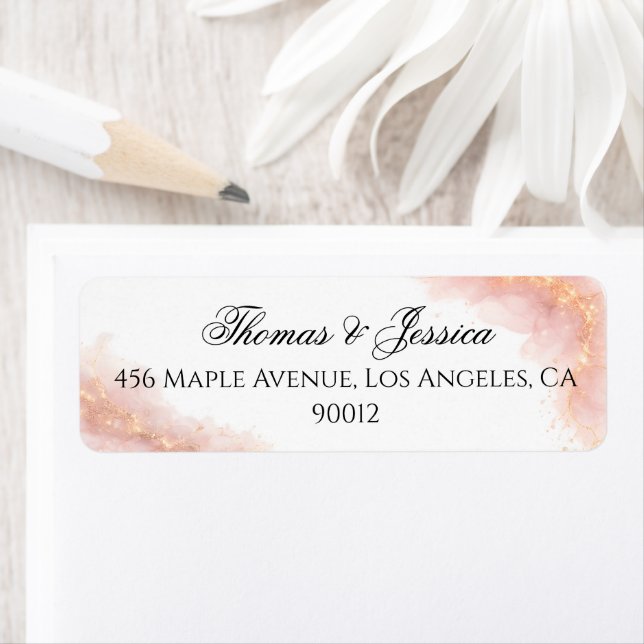 Blush Gold Sparkle Romantic Wedding Elegance Label (Insitu)