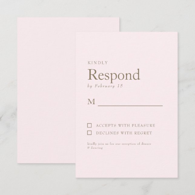 Blush & Gold Text Wedding RSVP (Front/Back)