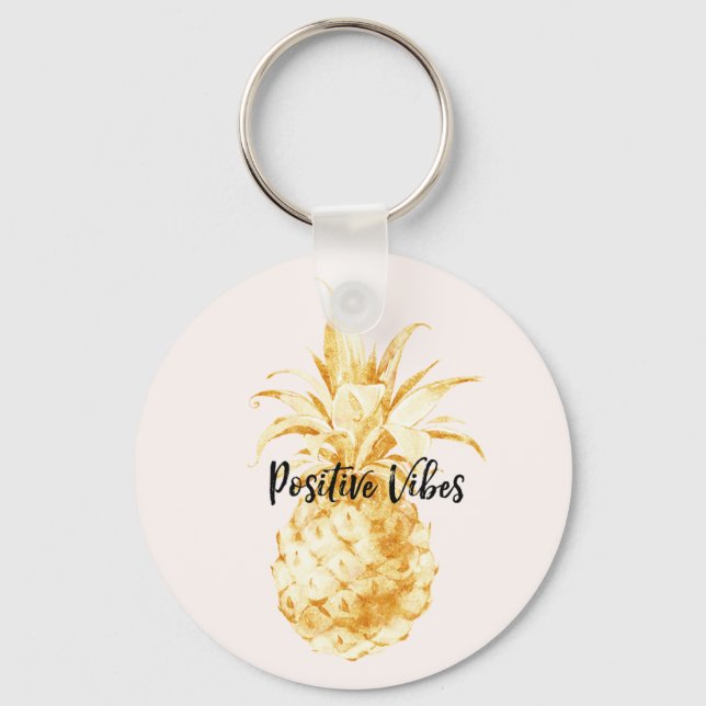 Blush Gold Tropical Pineapple Keychain (Front)