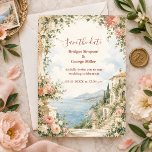 Blush Gold Tropical Wedding Getaway Luxe Invitation
