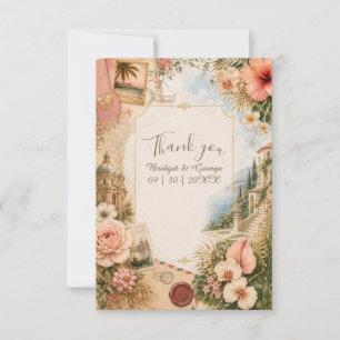 Blush Gold Tropical Wedding Journey Luxe Thank You Card