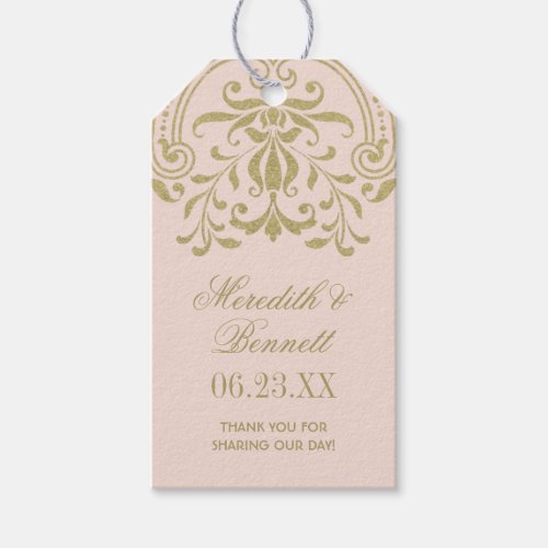 Blush Gold Vintage Glamour Wedding Monogram Gift Tags