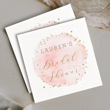 Blush Gold Watercolor Circle Bridal Shower Napkins