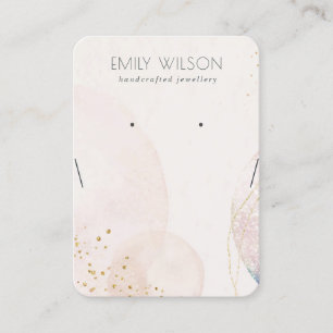 Blush Gold Watercolor Earring Necklace Display Business Card