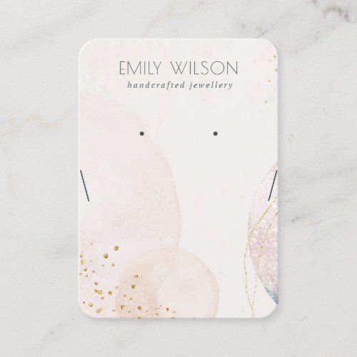 Blush Gold Watercolor Earring Necklace Display Business Card