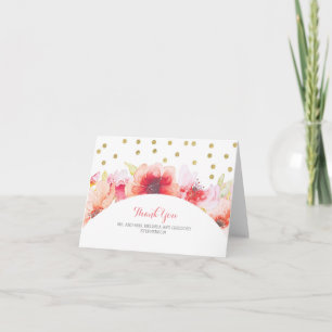Blush & Gold Watercolor Floral Confetti Thank You